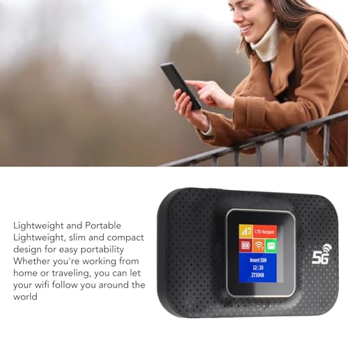 Image of Mobile WiFi Hotspot Router 4G Portable WiFi 1.44in Color Screen Mobile Hotspot Router with Micro SIM Card Slot for Phone Tablet Laptop (Black)