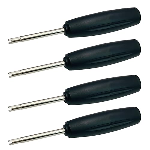 VOTNMIC 4 Pieces Valve Core Torque Tool, Avoid TPMS Damage, Valve Core Removal and Installation Tool, Helps Guard Against Over or Under torquing,Black, Silver
