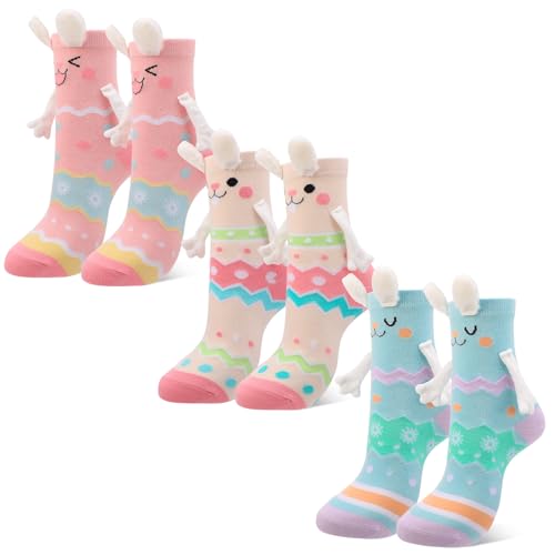 scenicamp 3 Pairs Magnetic Holding Hands Socks Novelty Animal Bunny Socks
