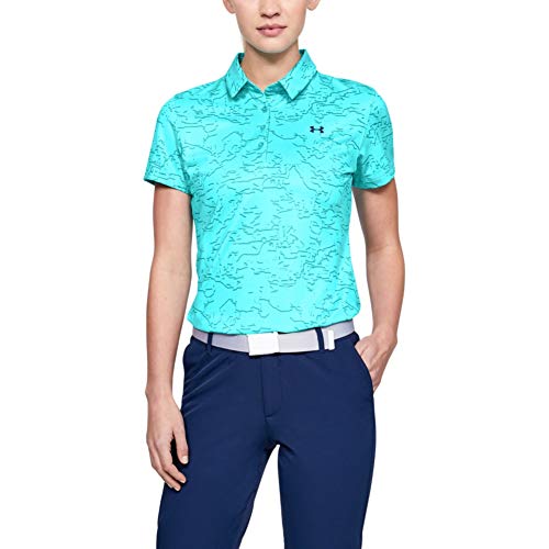 Under Armour Women's Zinger Short Sleeve Novelty Golf Polo, Breathtaking Blue (400)/Downpour Gray, X-Small