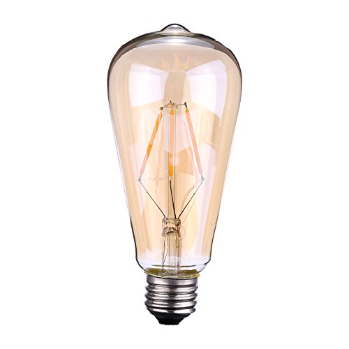 Tomshine フィラメント電球 4W ST64 E26 E27口金 電球色 AC220-240V リアタイプ エジソンランプ LEDクリア電球 LED電球