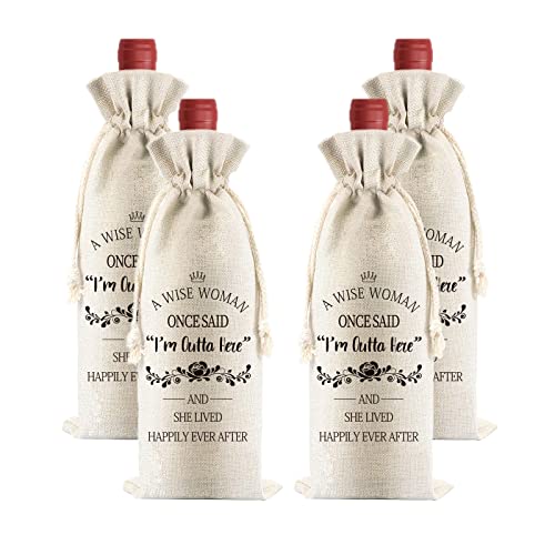 PLIGREAT Lot de 4 sacs à vin en toile de jute avec cordon de serrage pour les employés redessinés Cover