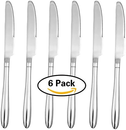 Dinner knives, Glotao 6-piece Stainless Steel Heavyweight Dinner Knife Flatware, Use for Home, Kitchen or Restaurant Cutlery - Set of 6 (9.1Inches)