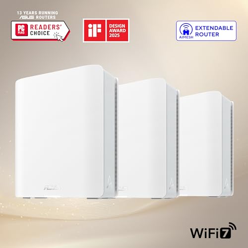 Image of ASUS ZenWiFi BT8 WiFi 7 Mesh Router - Tri-Band, 8k sq. ft., 14 Gbps (3 PK)