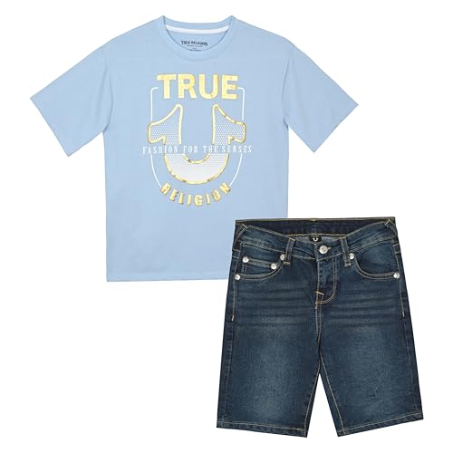 True Religion Boys Short Sets for Kids | Boys Jean Shorts and Tee Shirt Clothing Set