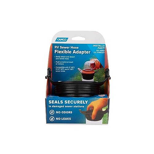 Camco Flexible 3-in-1 Sewer Adapter Hose Seal -Flexible Fitting That Makes Connection to a Sewer Inlet Simple and Less Hands On! (39318), Black by Camco - Image 5