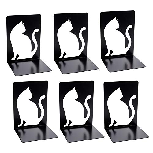Lovely Persian Cat Decorative Bookends Book Ends For Shelves, 3Pair Non Skid Metal Bookend For Heavy Books, Book Divider Decorative Holder, Animal Design Book Stopper Supports For Office Home #TOP28