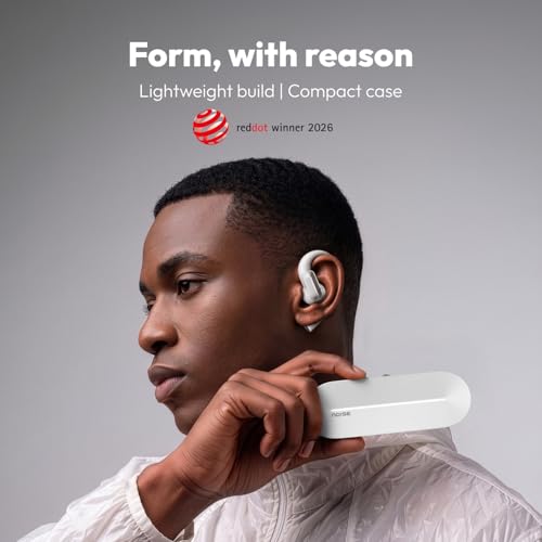 Image of Noise Alt Buds Open Wireless Open-Ear Earbuds (2026), Red Dot Award-Winning Design, Hi-Res LHDC Audio, AI-Powered, Quad Mic ENC, App Support, Up to 35H Playtime, Bluetooth v6.0 (Chosen Orange)