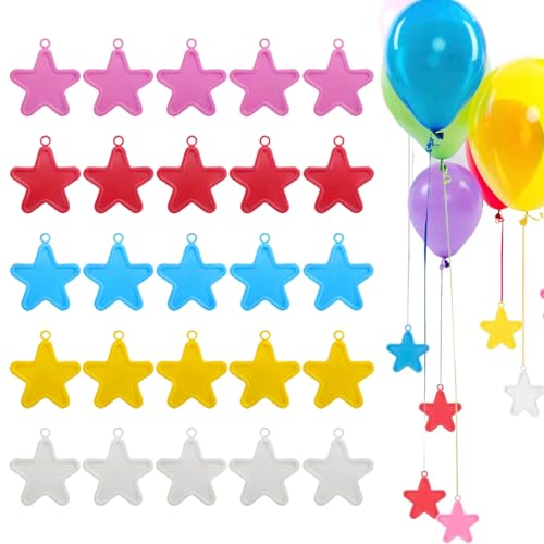 25 Pezzi Pesi per Palloncini a Stella, Peso Palloncino Elio in Plastica, Accessori per Decorazioni Festa Compleanno Matrimonio Battesimo Interno Esterno