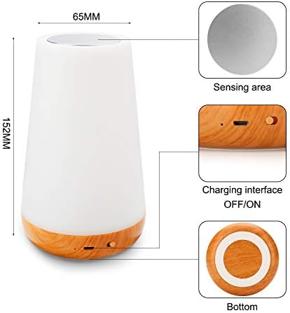 Caxmtu LED Night Light Touch Lamp Bedside Table Lamp for Kids Bedroom Rechargeable Dimmable with Remote Control and Timing Function Warm White Light + RGB Color Changing