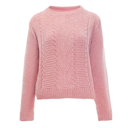 Women's Round Neck Long Sleeve Twisted Knit Sweater Fashionable Casual