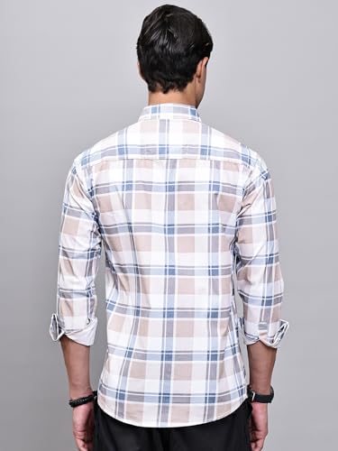 Image of Majestic Man Comfort Slim Fit Pure Cotton Checked Casual Shirt