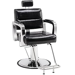 BarberPub Barber Chair Reclining Salon Chair for Hair Stylist, Antique Hair Spa Salon Styling Beauty Equipment 3127(Black)
