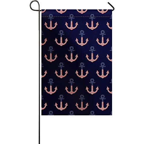TAOGAN Independence Day Garden Flag Double Sided House Banner Nautical Anchor Garden Flag American Flag Vertical Yard Flag for July 4th Holiday 12" x 18"
