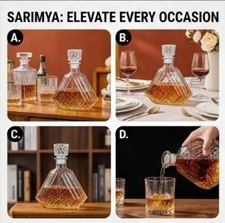 Image of Premium Luxury Crystal Whiskey Decanter 1000ml - Lead-Free Crystal Glass Liquor Decanter with Airtight Stopper, Elegant Scotch, Bourbon, Brandy, Rum & Wine Decanter for Home Bar, Office & Gift