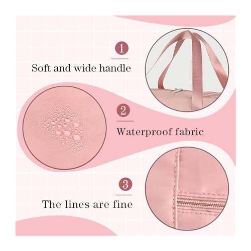 SOYON Large Capacity Travel Bag,Double Layer Wet Separation Travelling Bag,Collapsible Waterproof Large Capacity Travel Handbag For Outdoor(Cherry Blossom Pink)4
