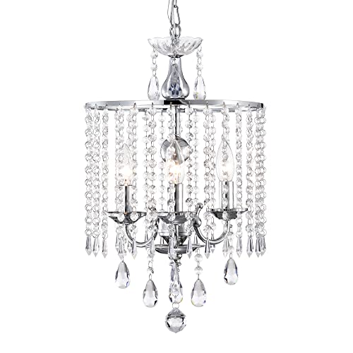 Modern Chandelier Mini Crystal Chandelier Chrome Finish Chandelier 3-Light Round Chandelier Pendant Dining Room Chandelier Over Table #TOP7