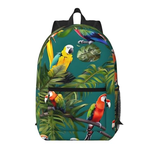 Sac à dos de voyage imprimé perroquet noir 43 cm grand compartiment ordinateur