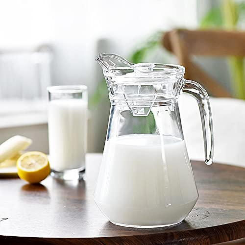 image for NC Glass Pitcher with Spout and Lid ,1.3 Liter Clear Glass Pitcher wit
