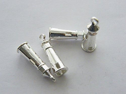 14 Lighthouse pendants silver plated tone 25x8mm (NS777) image 3