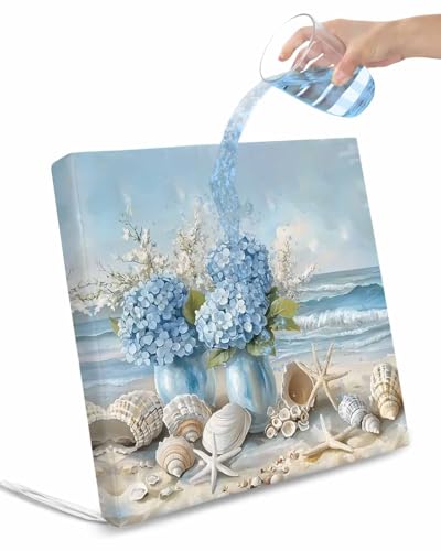 2 Pack Hydrangeas Flowers Waterproof Cushion Covers with Ties, Outdoor Patio Chaise Lounge Chair Seat Cushion Slip Covers Replacement(Only Cover) Coastal Seaside Starfish Summer 22