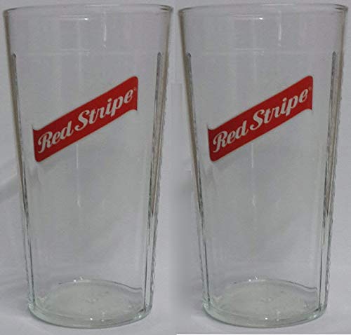 2 x rouge à rayures Verre à bière de Jamaïque