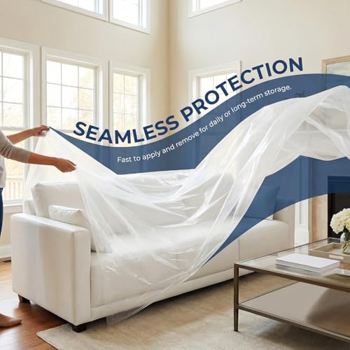 Funda para Sofá Transparente 360x135 cm Protector Plástico para Muebles Grandes 8