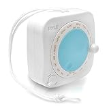 Pyle PSR7 Splash Proof Water Resistant Mini AM/FM Radio with Hanging Strap, Rotary Volume Control, Manual Tuner
