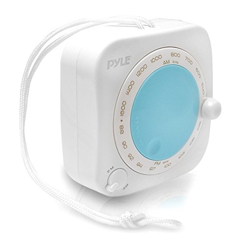 Pyle PSR7 Splash Proof Water Resistant Mini AM/FM Radio...