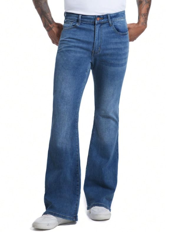 Image of Ben Martin Men's Bootcut Bell Bottom Jeans || Flared Denim Jean for Men || Stretchable Mid Rise Cotton Pants || Retro Style Casual Wear Bootcut' Denim' Jeans;