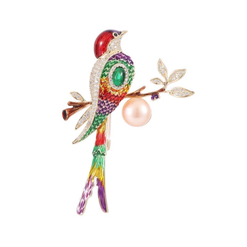 Magpie Lovebird Brooch Inlaid with 14K Gold Moissanite, Romantic Bird Design Love Corsage for Lovers, Creative Birthday Gift