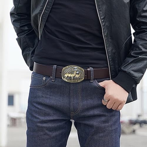 UAIAGM Deer Belt Buckle for Men Cool Western Men\'s Buckles for Belts Patriotic Elk Deer Head Belt Buckle Cowboy Belt Buckles, Norse Viking Deer Buckle for Men\'s Belts (Gold) - Thumbnail 7