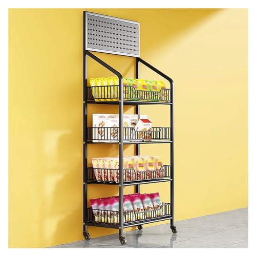 Estante de exhibición minorista para refrigerios de 4 capas: organizador portátil negro