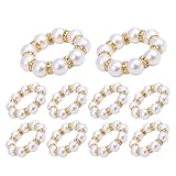 Anillos para servilletas de perla - Clips para servilletas, 10 piezas bandas con cuentas para decoración del hogar, estilo rústico, boda, mesa de comedor, restaurante, fiesta, vacaciones, cena