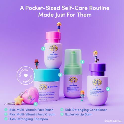 Image of Evereden x Polly Pocket Travel Size Kids Skincare & Haircare Set + Lip Balm