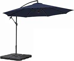 Kit Ombrelone Lateral Suspenso 3m Kauai + Base 60 Litros Quadrada Piscina Jardim