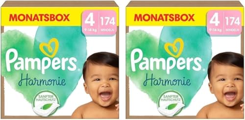 Pampers Harmonie Windeln Größe 4, 174 Windeln, 9kg-14kg, sanfter...
