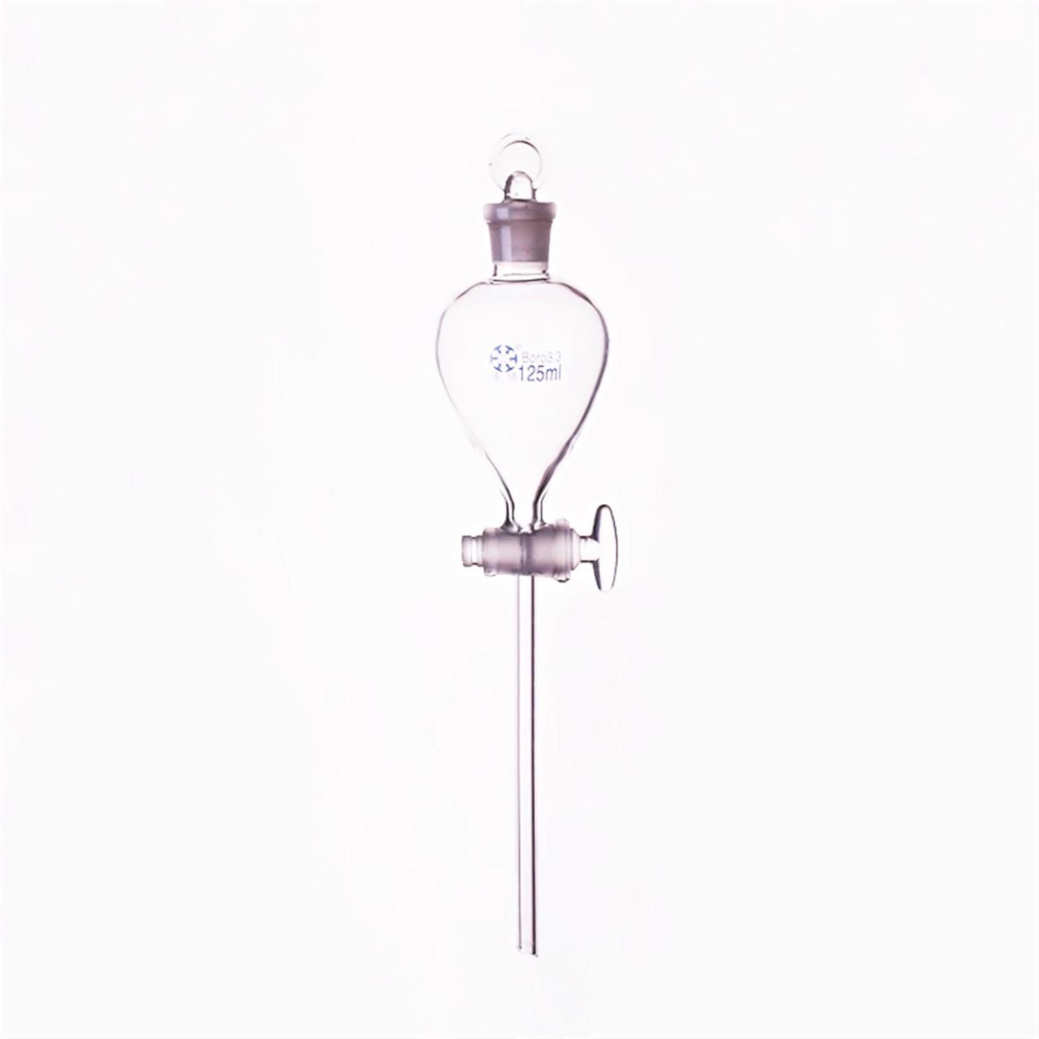 Lab Funnel Separatory Funnel Globe Shape,with Ground-in Glass Stopper and Stopcock 125ml,Spherical Separatory Funnel,Glass Switch Valve