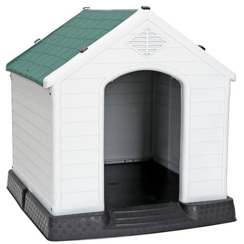 Large Plastic Dog House with Ventilation and Elevated Floor