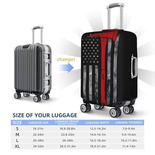 Firefighter Axe Red Line Flag Print Luggage Covers For Suitcase, Elastic Travel Luggage Covers, Anti-scratch Suitcase Cover Fits 29-32 Inch Luggage4
