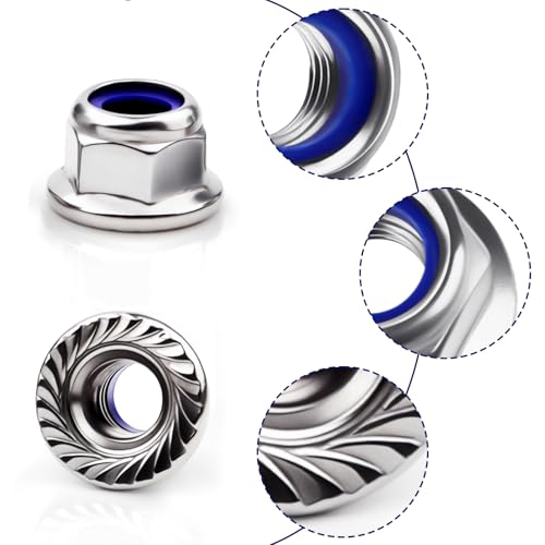 Mbsomnus 60 Stück Flanschmuttern M6 Mutter DIN6926 Sechskantmuttern mit Sperrverzahnung Selbstsichernd Sechskant Muttern Edelstahl A2 V2A Regelgewinde Stopmuttern Flansch Klemmmutter Sicherungsmuttern