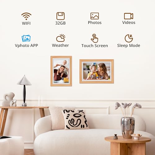 Image of Dragon Touch Digital Picture Frame WiFi 10 inch IPS Touch Screen Digital Photo Frame Display, 32GB Storage, Auto-Rotate, Share Photos via App, Email, Cloud, Classic 10 Brown