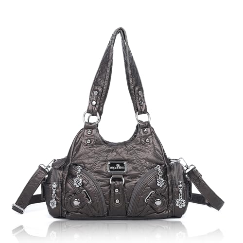 Image of Angel Kiss Purses for Women Small Hobo Shoulder Bags Vagen Leather Multi-Pocket Tote Bag with Zipper