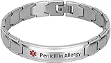 Smarter LifeStyle Elegant Medical ID Bracelet - Surgical Grade Steel for Men - Penicillin Allergy Bracelet