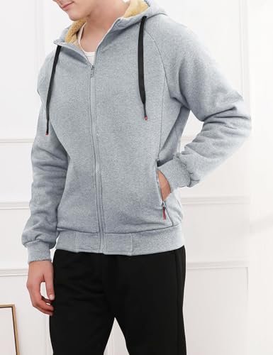 Image of Gihuo Men's Winter Sherpa Lined Hoodie Zip Up Sweatshirt Warm Jacket
