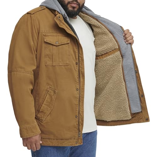 Image of Levi's Men's Washed Cotton Hooded Military Jacket (Regular & Big & Tall Sizes)