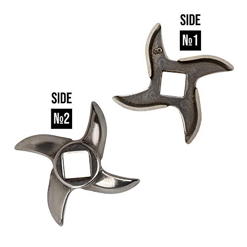 Universal Stainless Hand Grinder Blade - Size #8 - Replacement Metal Electric Meat Grinders Blades - Meat Grinder Knife Parts Cutter