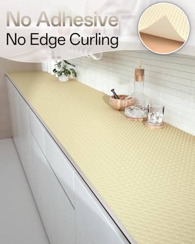 Shelf and Drawer Liner for Kitchen Cabinet, Non-Adhesive 12in x 120in Waterproof Contact Paper Refrigerator Liners Thickened Durable EVA Material Non Slip Mat for Dresser Cupboard Pantry Protector — view 4