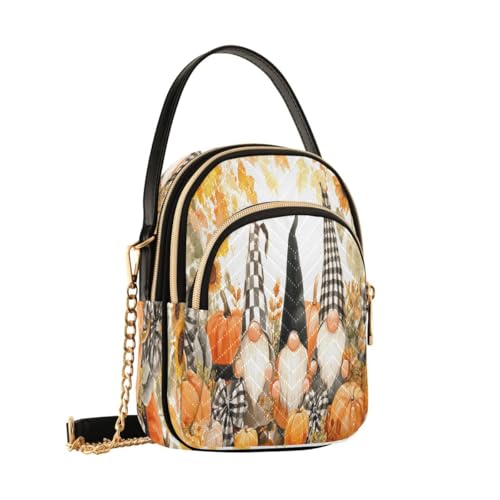 ALAZA Pumpkin Bow Gnome Thanksgiving Day Crossbody Bag Small Shoulder Handbags Leather Purse for Women2