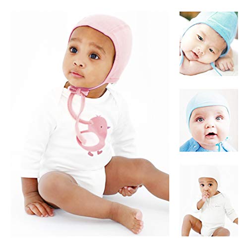 JELLYTREE Baby Hat Bonnet 100% Cotton Soft Toddler Earflap Hats Infant Hospital Beanie Pilot Caps, 3m 6m 12m 24m2